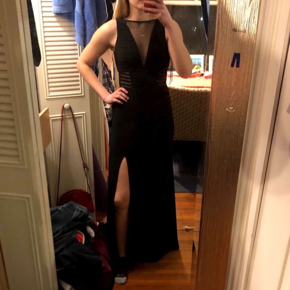 Long black dress, prom dress